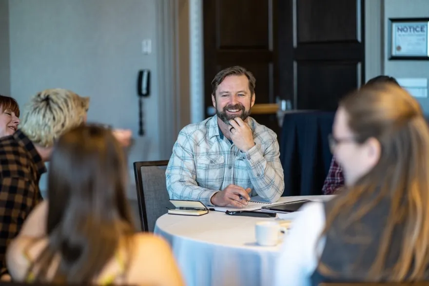Aaron Ludwig, Owner of Jack Brown's Beer and Burgers Group, in a meeting